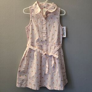 Carter's Toddler Girls Striped Floral Pink Shirt Dress Tie Belt Size 4T NWT